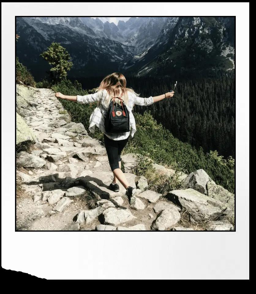 polaroid photo of hiking trip